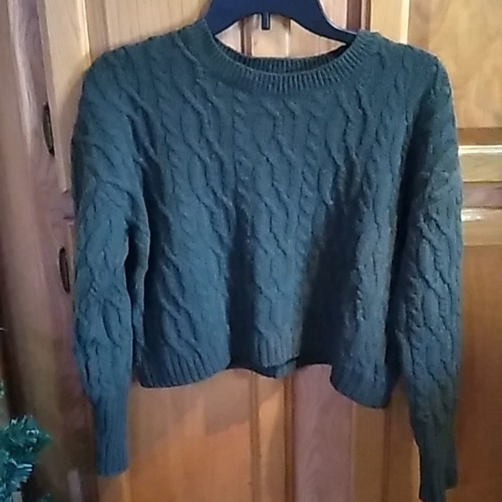 Wild Fable Sz M Green Cropped Sweater